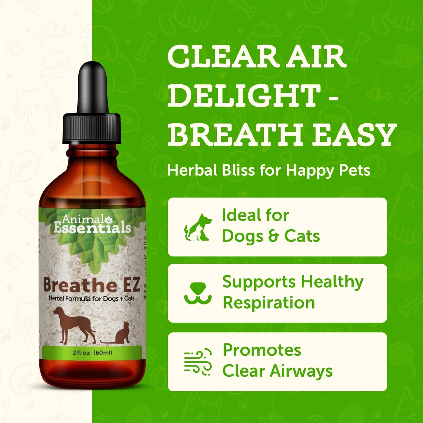 Breathe EZ Suplemento Respiratorio Para Perros Y Gatos Formula Herbal 2 Oz