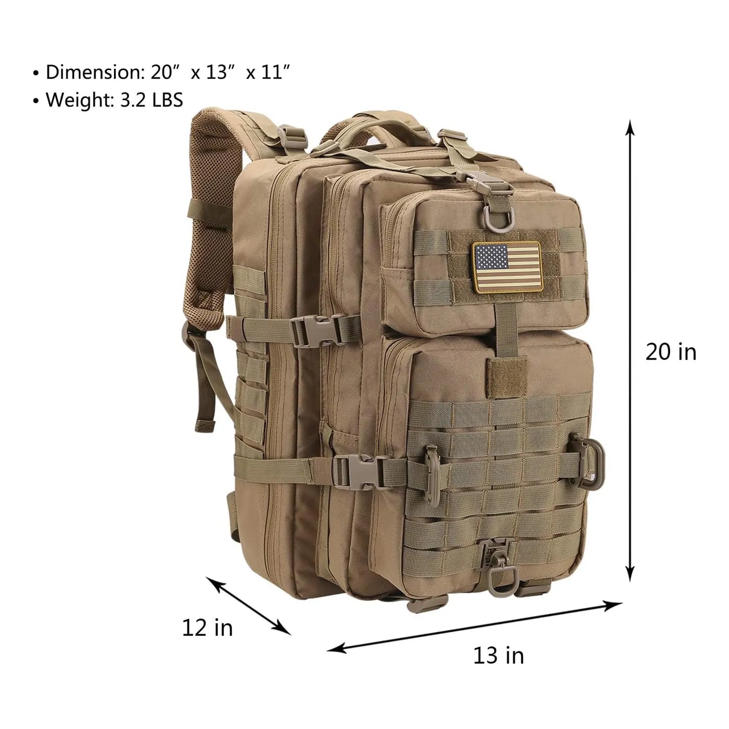 Mochila Táctica Militar Hannibal Tactical 36L Resistente Al Agua Con Sistema Molle