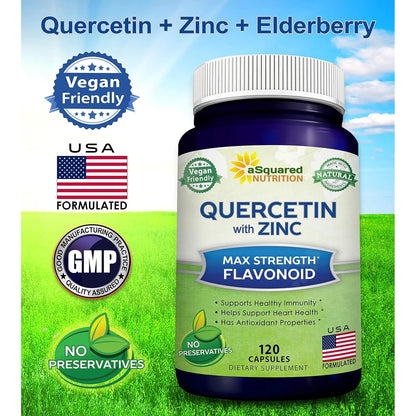 Quercetina 1000 Mg Con Zinc Y Saúco Negro 120 Cápsulas aSquared Nutrition Antioxidante E Inmunológico