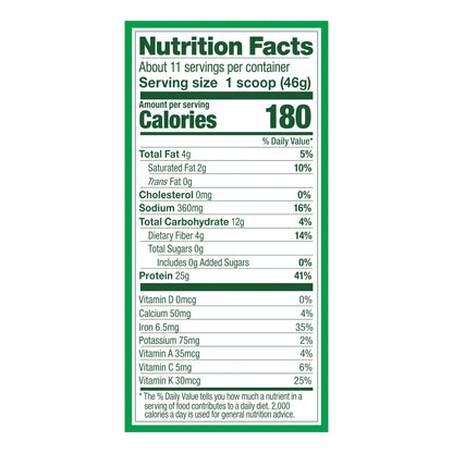 Proteina En Polvo De Bayas Con Verduras A Base De Plantas 11 Porciones 1.2 Lb