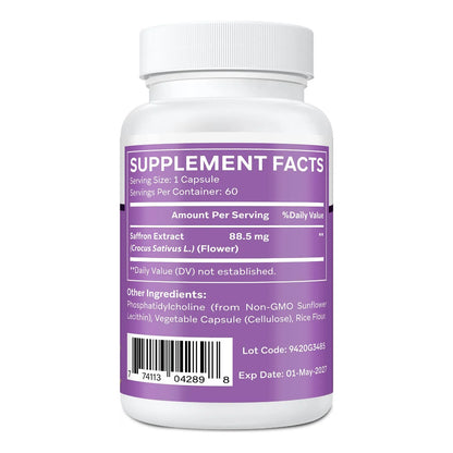 Cápsulas Liposomales De Azafrán 88.5 Mg Máxima Absorción Para Energía Y Enfoque