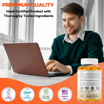 Gomitas Veganas Omega 3 Con DHA Y Vitamina C 60 Unidades Sabor Naranja