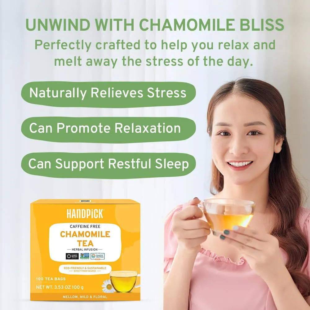 Handpick Té De Manzanilla Bolsas De Té Ecológicas 100 Relajación Natural Y Digestión Saludable