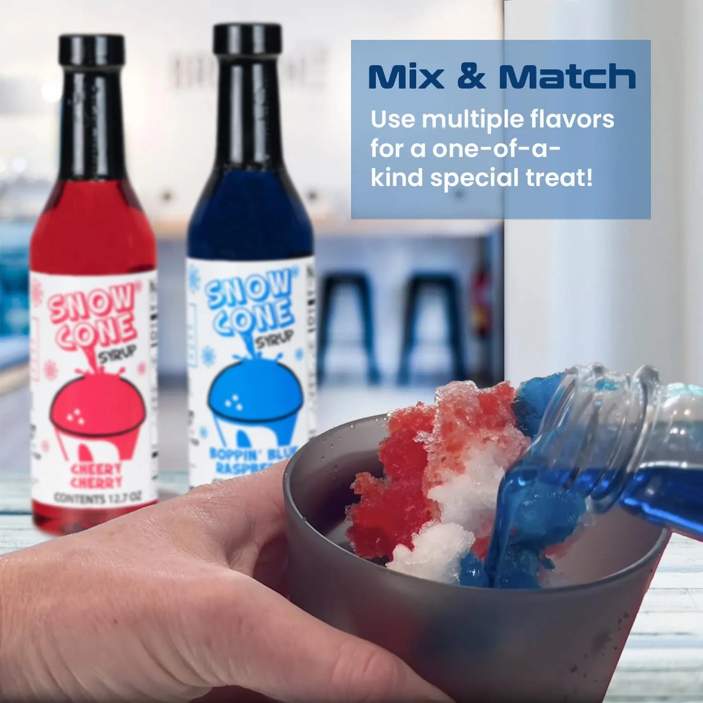 Kit Completo Jarabes Para Conos De Nieve 6 Sabores Con Tazas Y Pajitas Importado