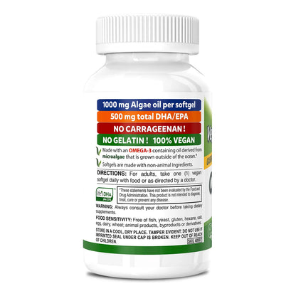 Cápsulas Blandas Veganas Omega 3 DHA EPA 500 Mg Aceite De Algas Sin Pescado