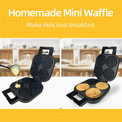 Plancha Waffles Belgas Antiadherente 1300W 4 Unidades Familiar Rapido Y Facil