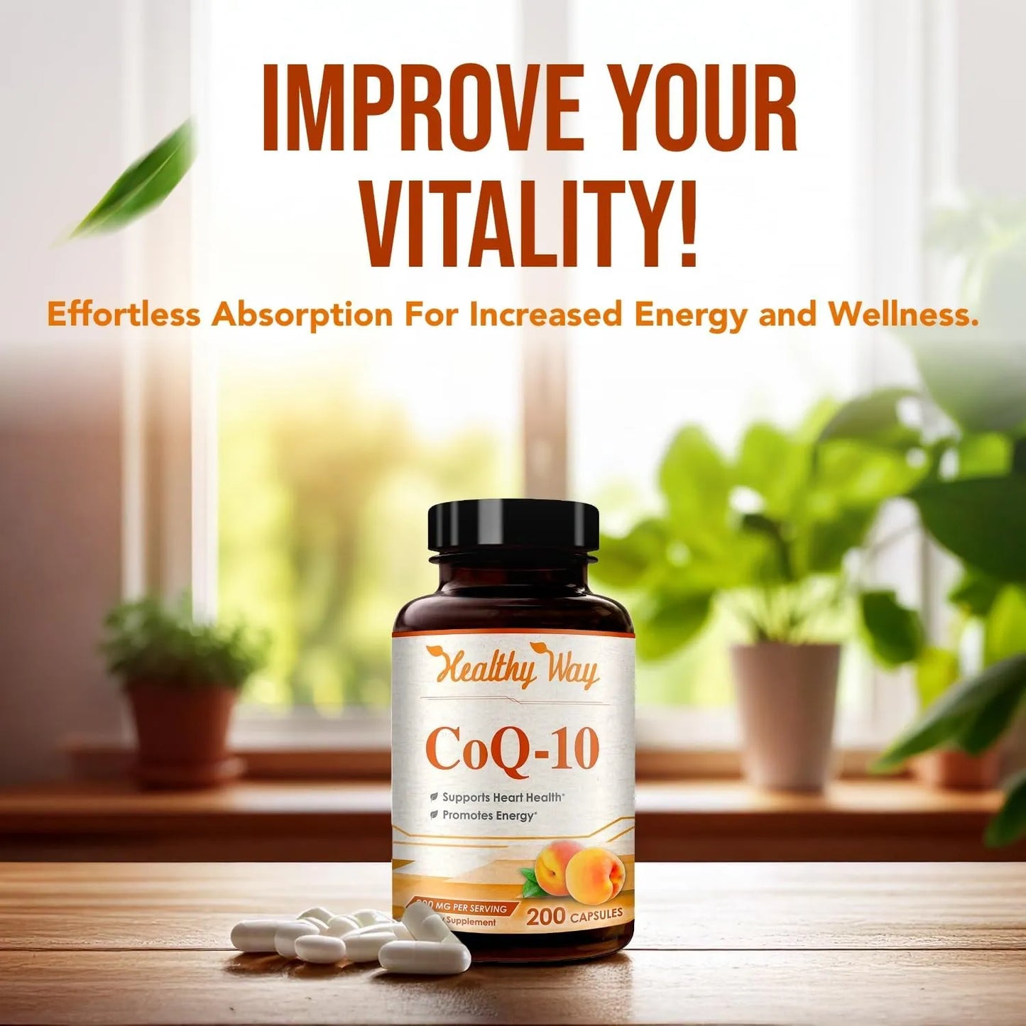 Coenzima Q10 200 Mg Capsulas Energia Y Salud Cardiovascular Suplemento Antioxidante