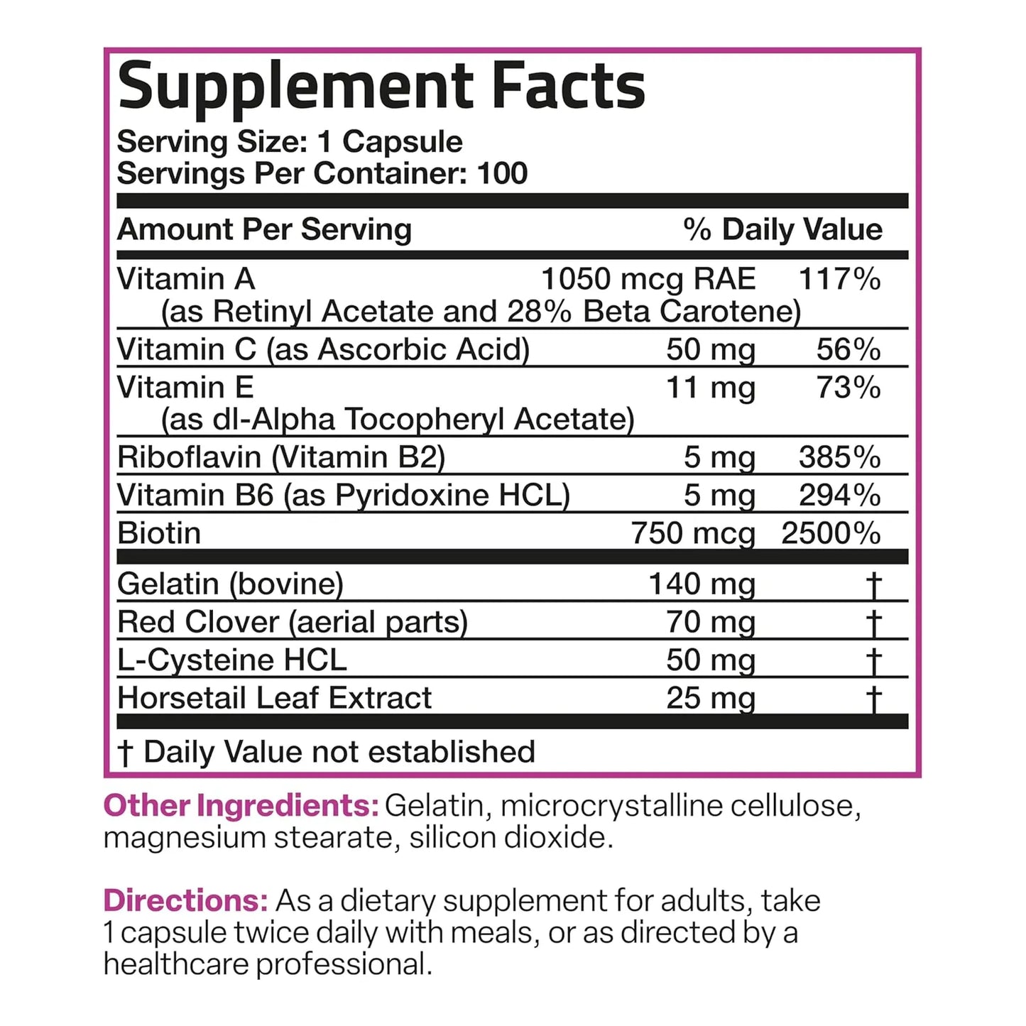 Suplemento Vitamínico Biotina Cabello Piel Uñas Bronson 100 Cápsulas Potencia Superior