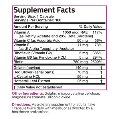 Suplemento Vitamínico Biotina Cabello Piel Uñas Bronson 100 Cápsulas Potencia Superior