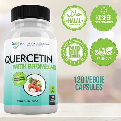 Quercetina 800mg Con Bromelina 165mg 120 Cápsulas Veganas Suplemento Antioxidante
