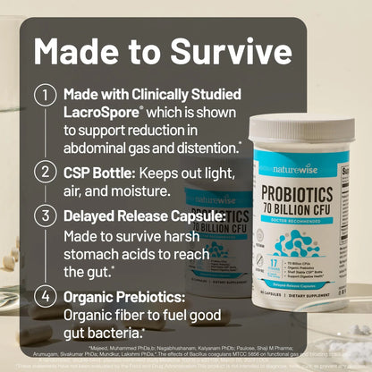 Probióticos 70 Mil Millones UFC 17 Cepas Con Prebióticos Orgánicos Salud Intestinal E Inmunológica