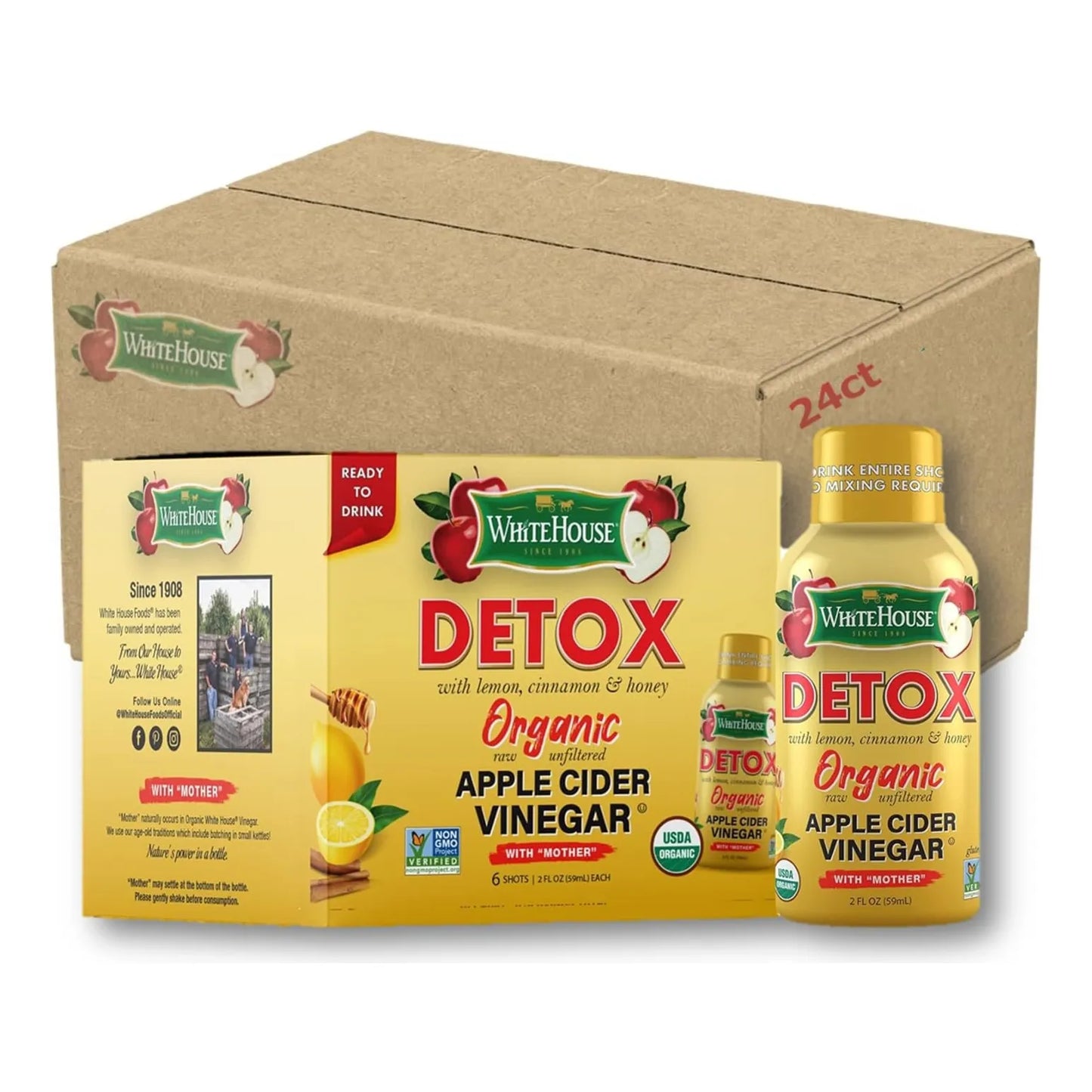 Vinagre De Sidra De Manzana Crudo Sin Filtrar Pack De 24 Botellas Desintoxicacion Natural