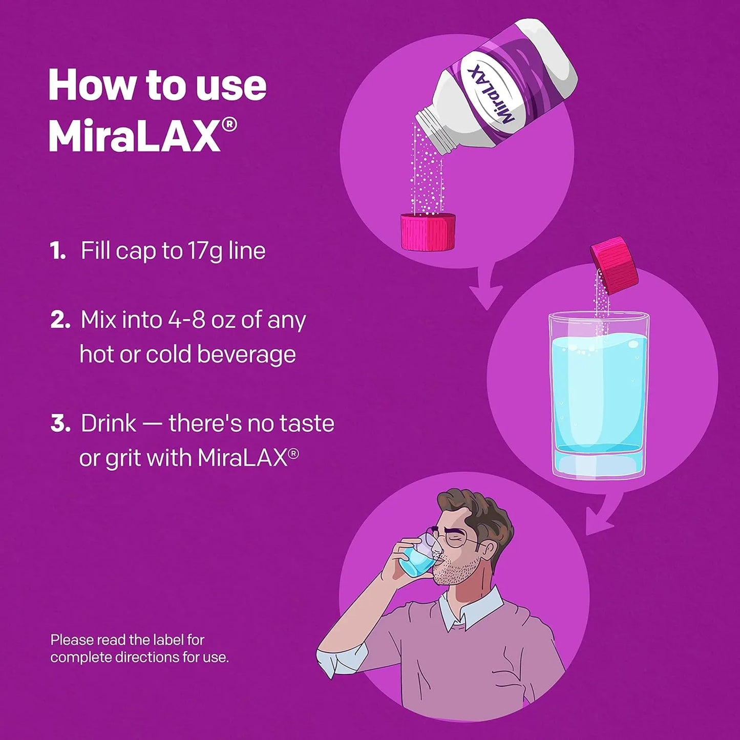 Laxante En Polvo MiraLAX 284g Alivio Natural Estreñimiento Sin Efectos Secundarios