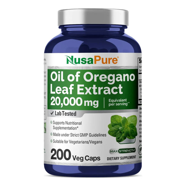 Extracto De Aceite De Oregano 20000 Mg 200 Capsulas Vegano Sin Omg