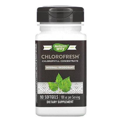 Capsulas De Clorofila Fresca Nature's Way Chlorofresh 90 Capsulas Pack De 4 Desodorante Interno Natural