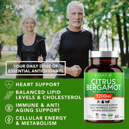 Extracto Puro De Bergamota Cítrica 1200 Mg Para Salud Cardiovascular E Inmunidad