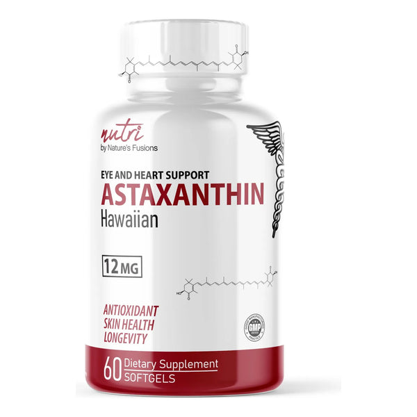 Astaxantina 12mg Antioxidante Premium Cultivada En Hawái 60 Cápsulas Blandas