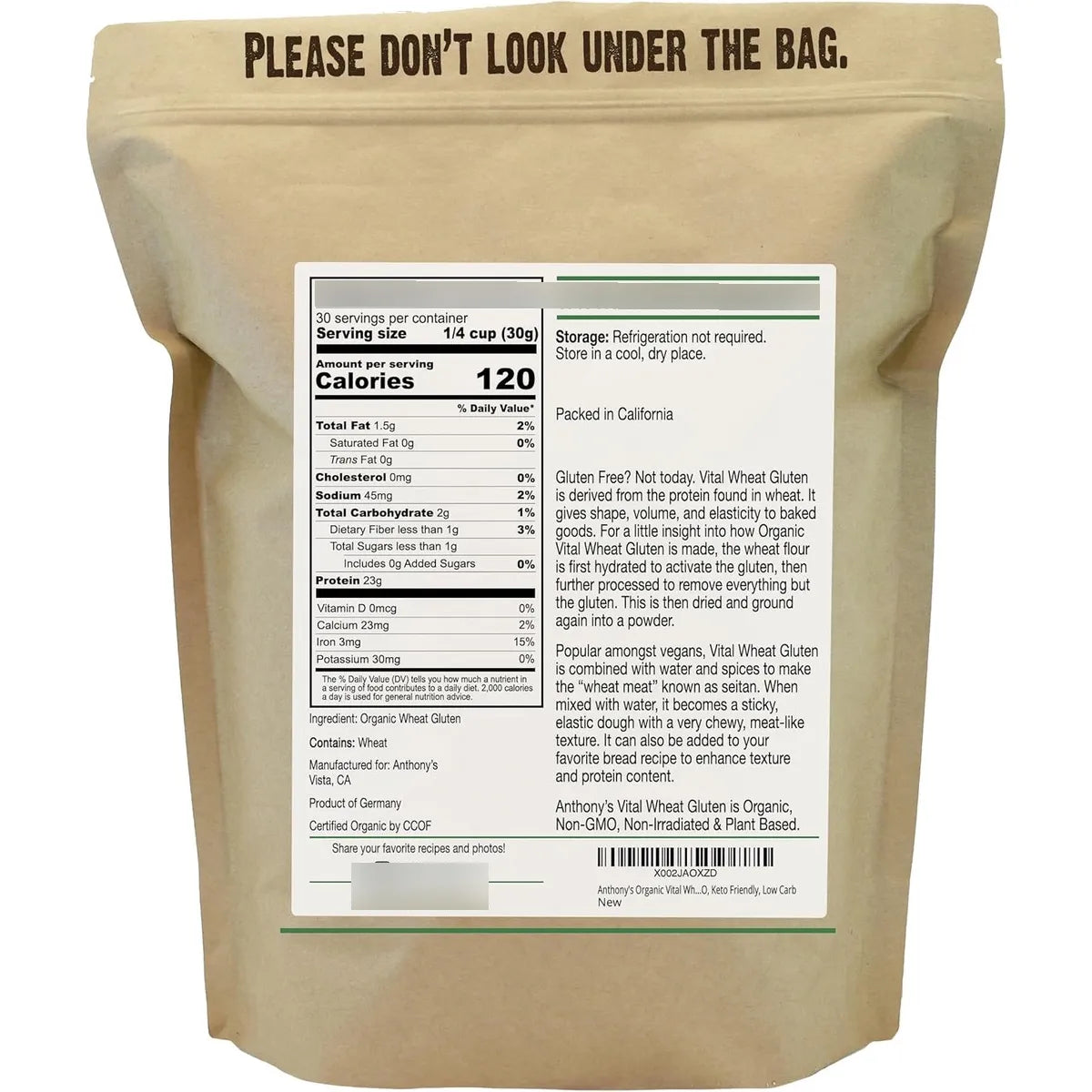 Harina De Trigo Orgánico Vital Alto En Proteínas 900g Ideal Para Dietas Keto Y Veganas