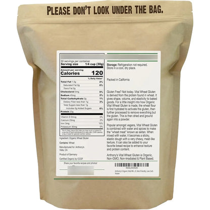Harina De Trigo Orgánico Vital Alto En Proteínas 900g Ideal Para Dietas Keto Y Veganas