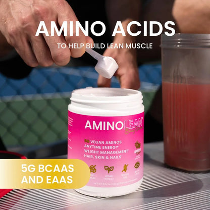 AminoLean Pre Entrenamiento Energía Limpia Con Biotina Elixir De Bayas 30 Porciones