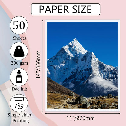 Papel Fotográfico Brillante 11x14 Pulgadas 50 Hojas 200 GSM Para Impresiones Profesionales