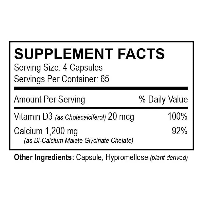 Calcio Quelato Malato 300 Mg Con Vitamina D3 260 Cápsulas