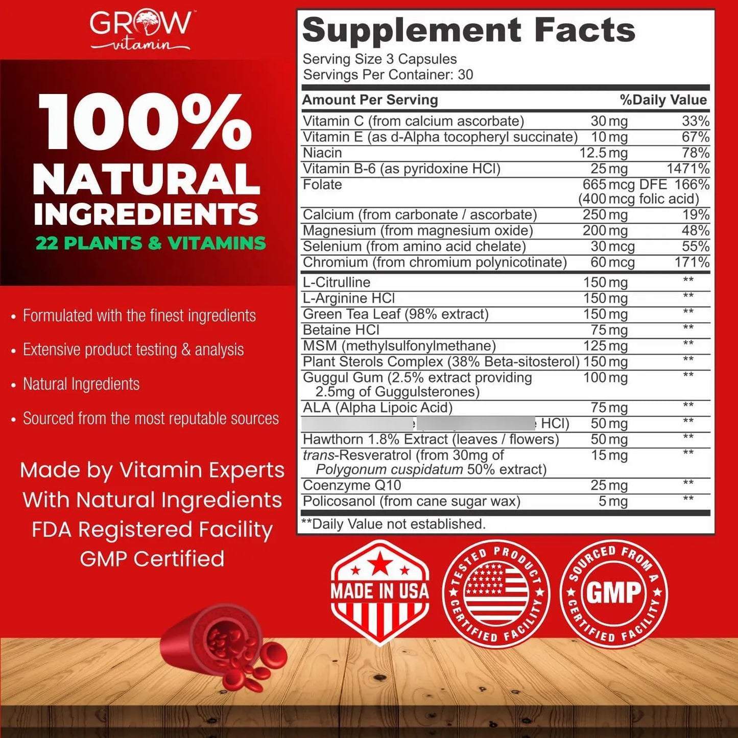 Suplemento Cardiaco Natural 22 Hierbas Vitaminas Salud Cardiovascular Trigliceridos