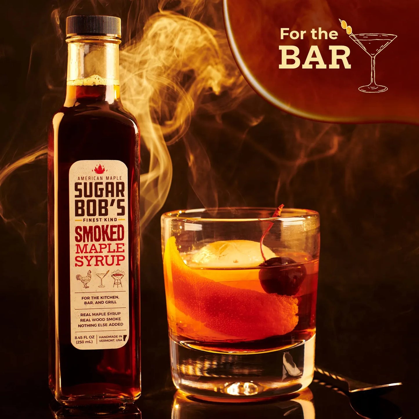 Jarabe De Arce Ahumado Sugar Bobs Finest Kind Infusionado Con Humo De Madera 250 Ml