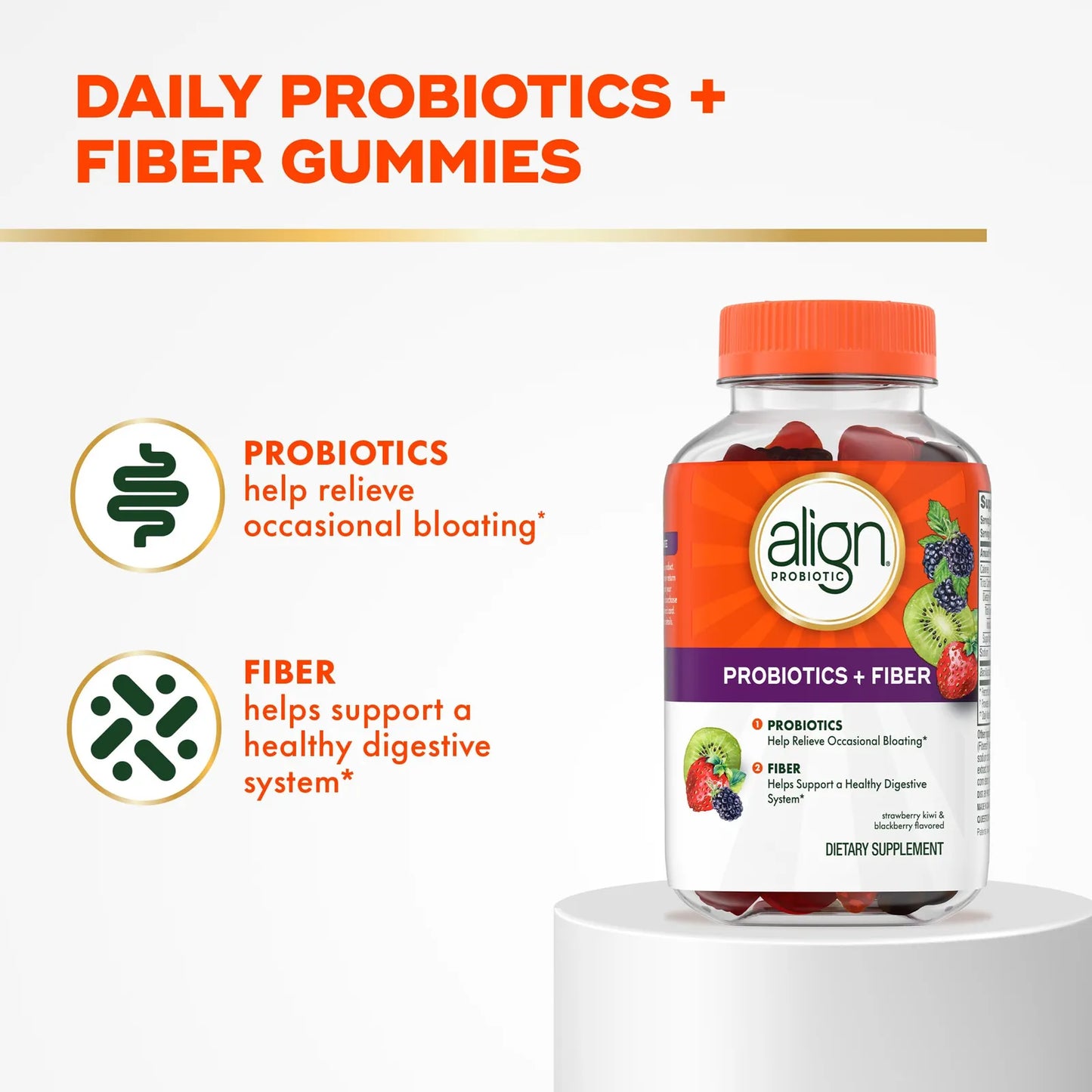 Gomitas Align Probióticos Fibra Alivia Hinchazón Digestión Saludable