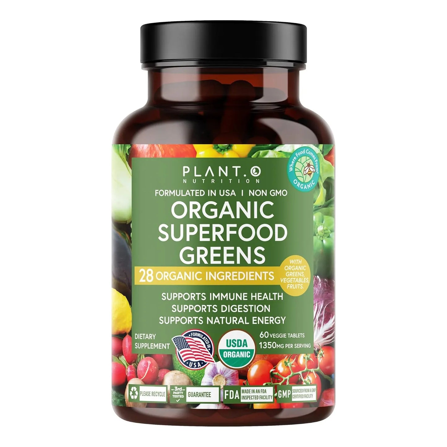 Supergreens Orgánicos En Cápsulas Antioxidantes Vegano Sin Gluten