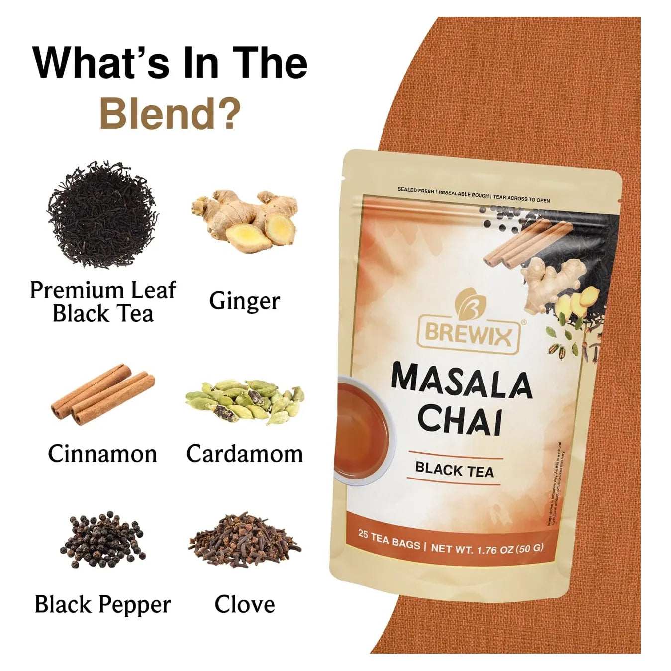 Masala Chai Bolsas De Té Piramidales 25 Unidades Especias Frescas Y Robustas