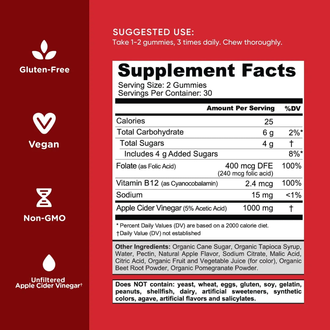 Gominolas De Vinagre De Sidra De Manzana 180 Unidades Veganas Sin Gluten