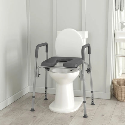 Silla Cómoda Portátil 3 En 1 Para Inodoro Con Brazos Acolchados Y Altura Ajustable
