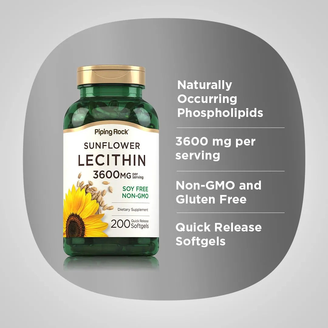 Capsulas Blandas Lecitina De Girasol 200 Unidades Fosfatidilcolina Sin Gluten