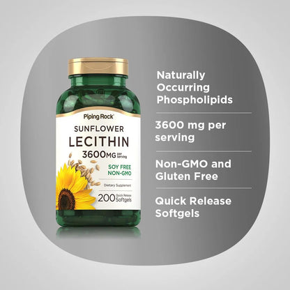 Capsulas Blandas Lecitina De Girasol 200 Unidades Fosfatidilcolina Sin Gluten