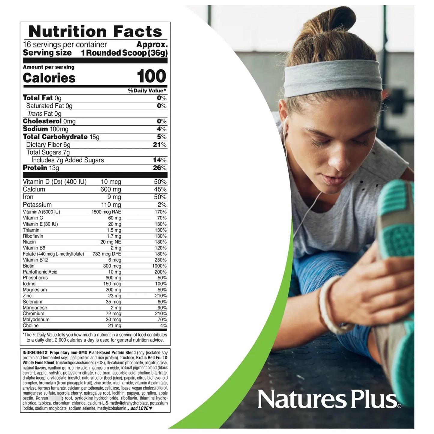 Batido Exotico De Frutas Rojas NaturesPlus Fruitein 1.3 Libras Proteina Vegetal Energia