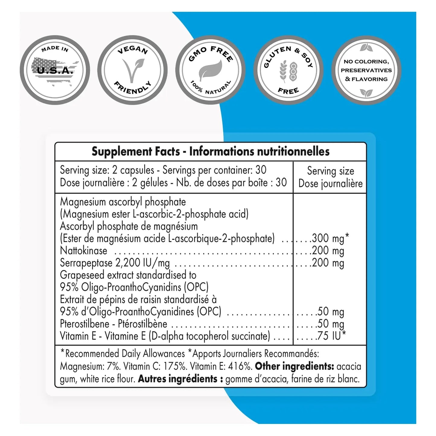 Activador De Plasminogeno Con Pterostilbeno Nattoquinasa Y Serrapeptasa 60 Capsulas