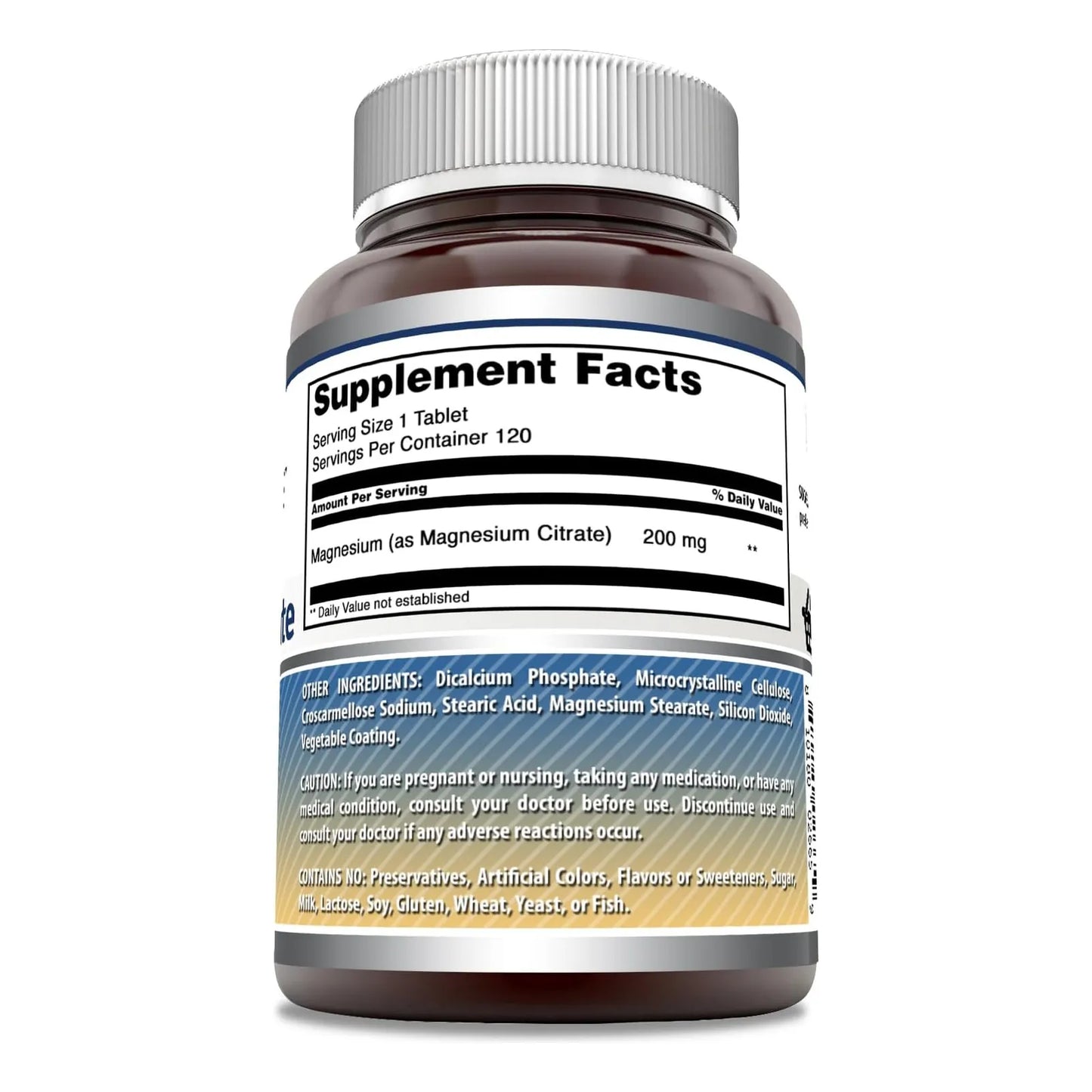 Citrato De Magnesio 200 Mg Tabletas Minerales 120 Unidades Suplemento Energetico