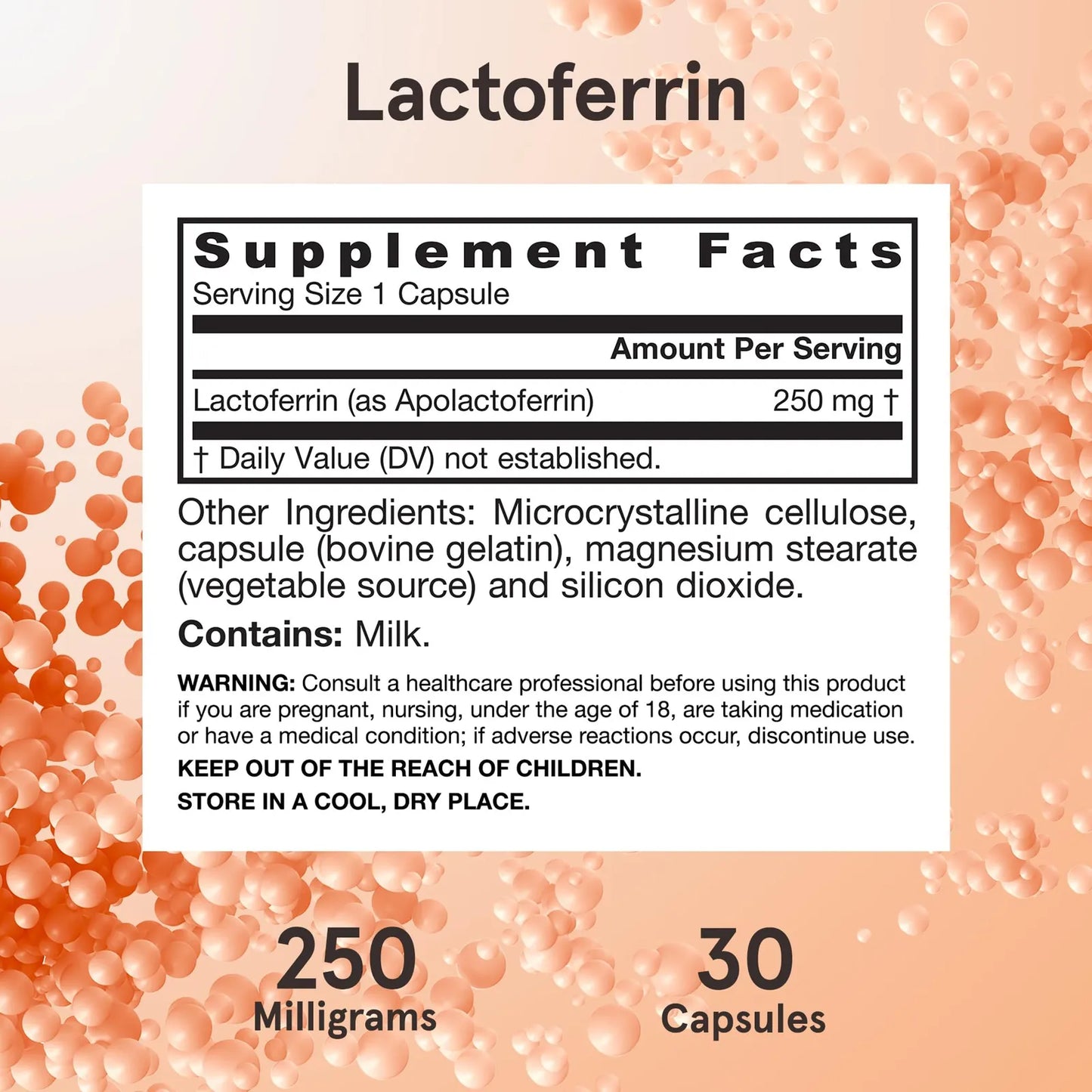 Lactoferrina 250 Mg Glicoproteína Inmunitaria Apoyo Sistema Inmunológico Y Absorción De Hierro