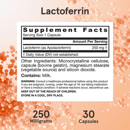 Lactoferrina 250 Mg Glicoproteína Inmunitaria Apoyo Sistema Inmunológico Y Absorción De Hierro