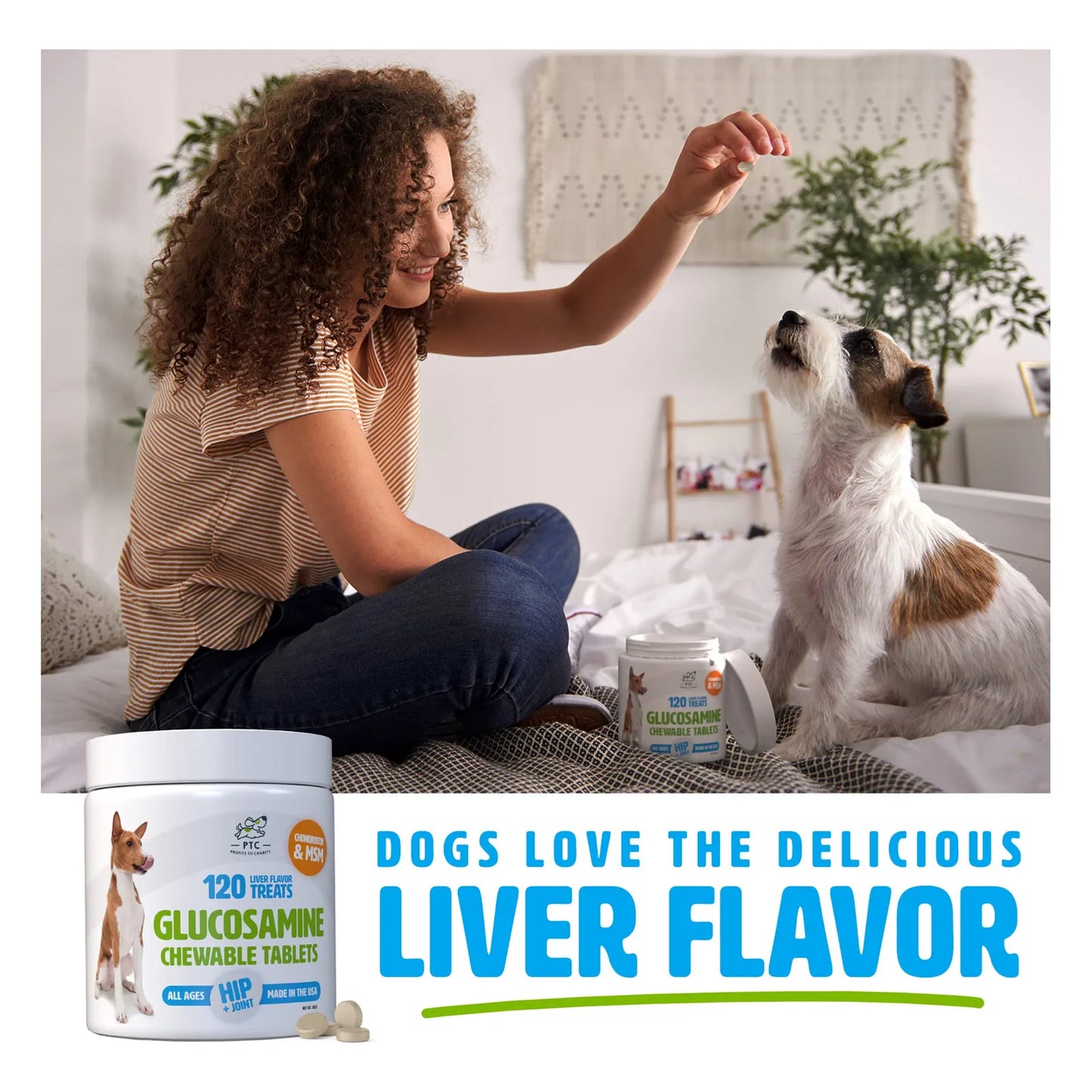 Golosinas Masticables De Glucosamina Para Perros Con Condroitina Y MSM - 120 Unidades