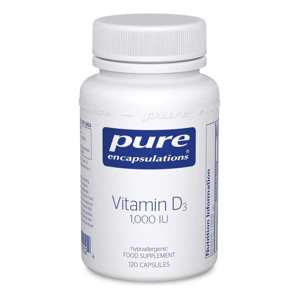 Vitamina D3 1000 IU Pure Encapsulations 120 Capsulas Salud Huesos Corazon Inmune