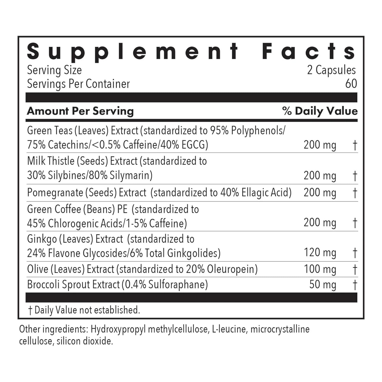 Activador Nrf2 Sulforafano Puro Extracto Té Verde Orgánico 120 Cápsulas