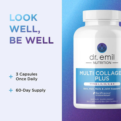 Cápsulas De Colágeno Múltiple Dr Emil Nutrition 180 Unidades Cabello Piel Uñas Articulaciones