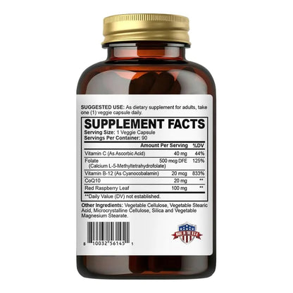 Folato L 5 MTHF 500 Mcg Dfe Suplemento Salud Corazón 90 Cápsulas