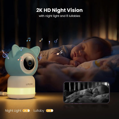 Cámara De Seguridad 2K 4MP Monitor Bebé WiFi Visión Nocturna Y Audio