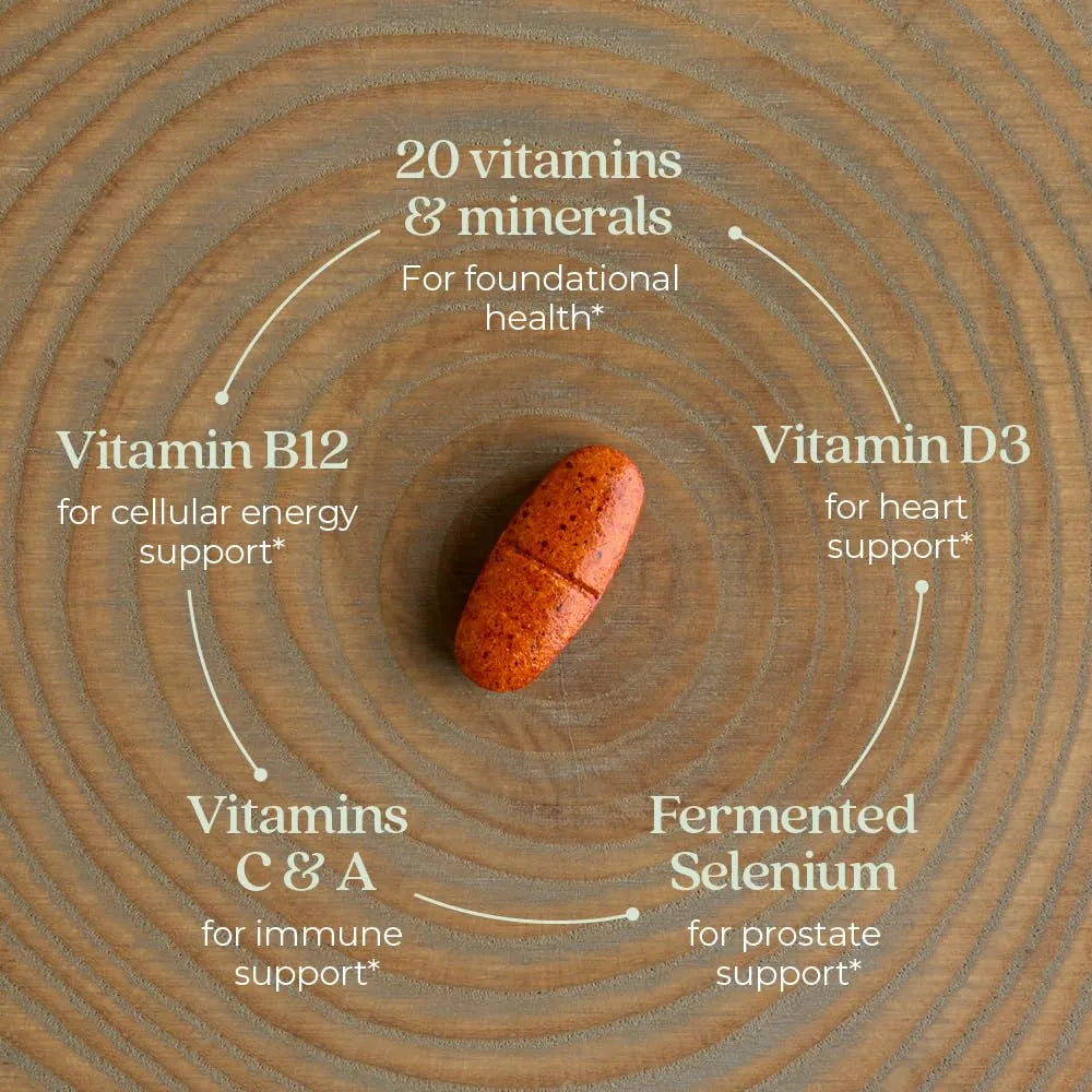 Multivitamínico Hombres 50 Plus Con Probióticos Y Astaxantina Apoyo Inmunológico Y Energía