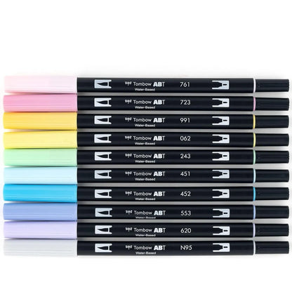Marcadores Tombow Dual Brush Pastel X10 Punta Doble Y Mezclables