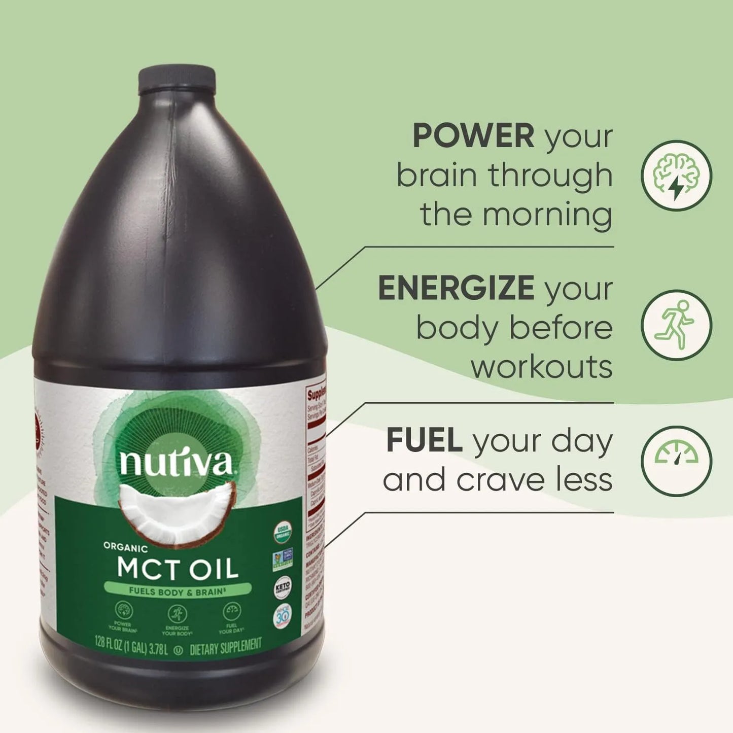 Aceite Mct Organico Nutiva 1 Galon Sin Omg C8 C10 Dieta Cetogenica