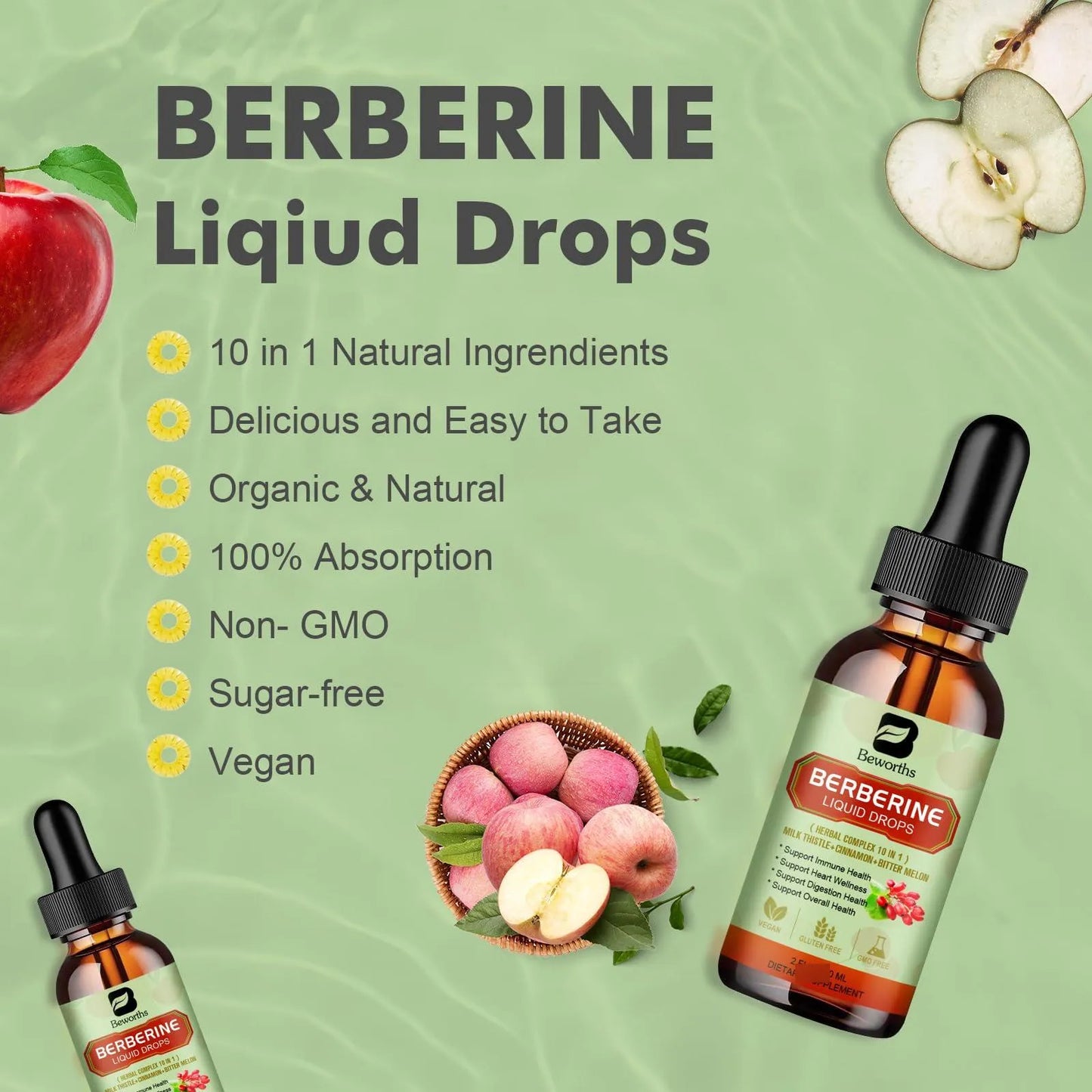 Gotas Líquidas De Berberina Con Cúrcuma Canela Melón Amargo Suplemento Digestivo Y Salud